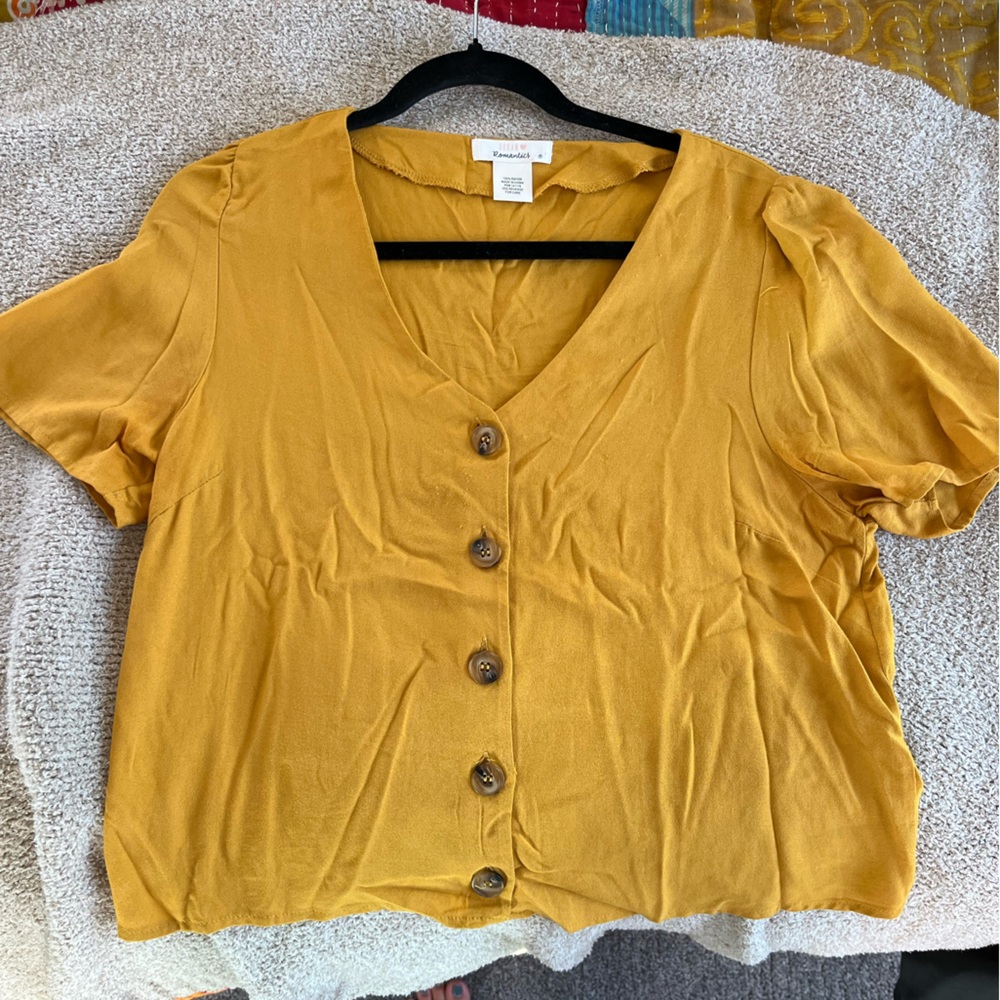URBAN Romantics Mustard Button-Up Top